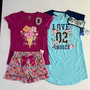 *Lot of 2 MAX & OLIVIA Big Girls T-shirt and Shorts Scrunchie Pajama & Minidress